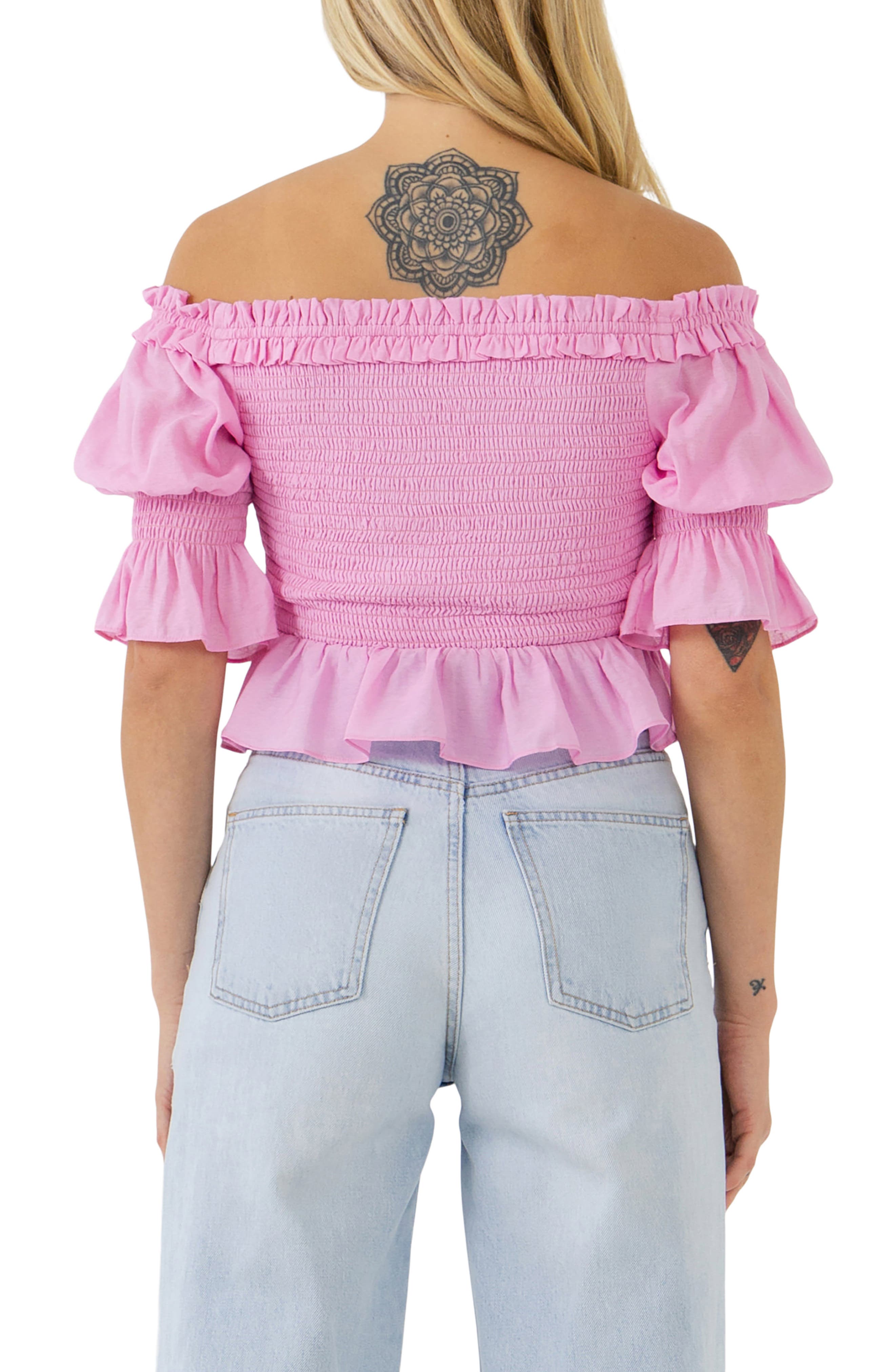 Off the Shoulder Smocked Top - image 2