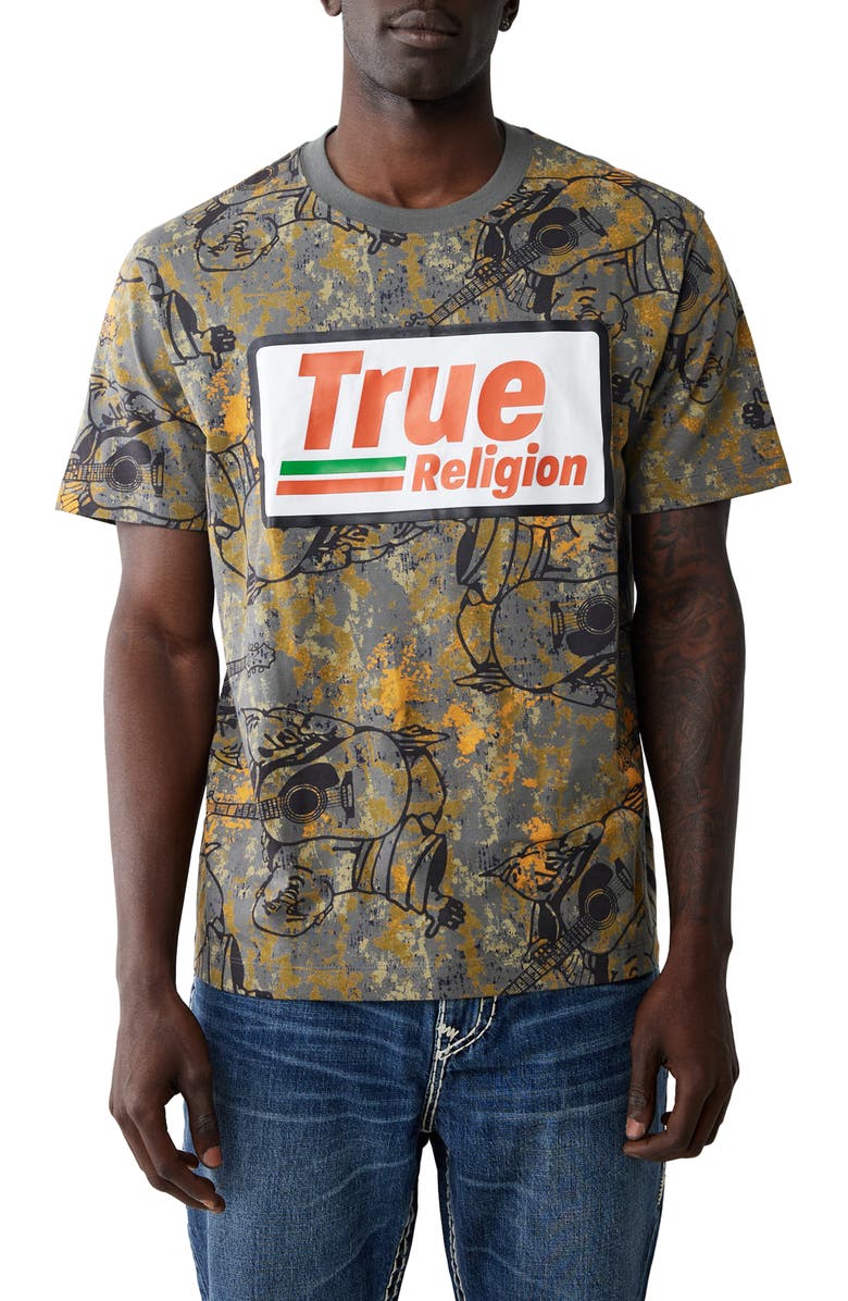 True Religion All Over Print Logo Graphic T-Shirt, Main, color, Buddha Camo