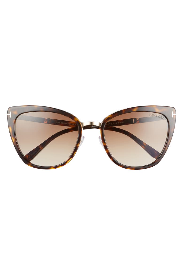 Simona 56mm Cat Eye Sunglasses, Alternate, color, DARK HAVANA/ ROSE GOLD/ BROWN
