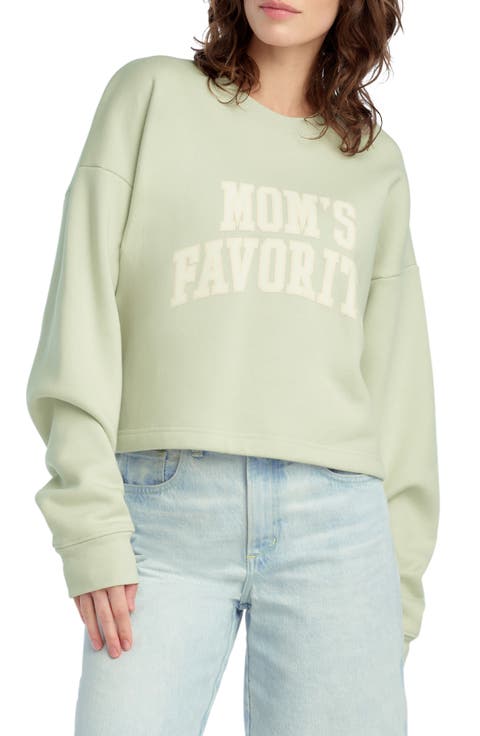 Mom's Favorite French Terry Crop Graphic Sweatshirt