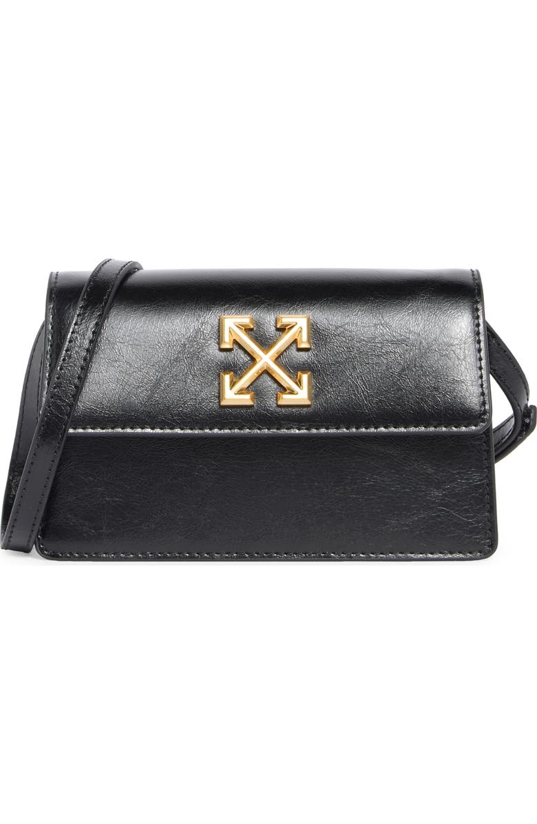 Off-White Convertible Leather Crossbody Bag, Main, color, Black
