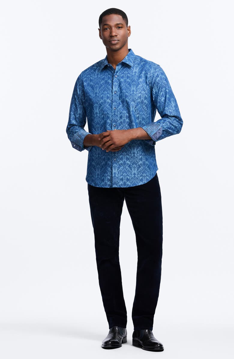 Robert Graham Highland Classic Fit Stretch Cotton Button-Up Shirt, Alternate, color, Dark Blue