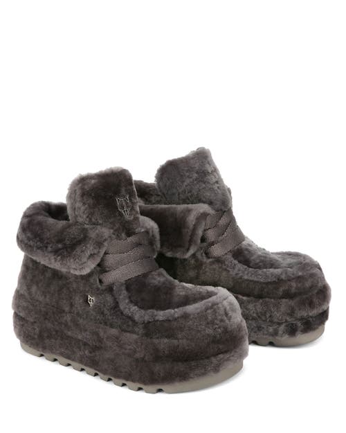 Naked Wolfe Bambi Suede/shearling Boot In Gray