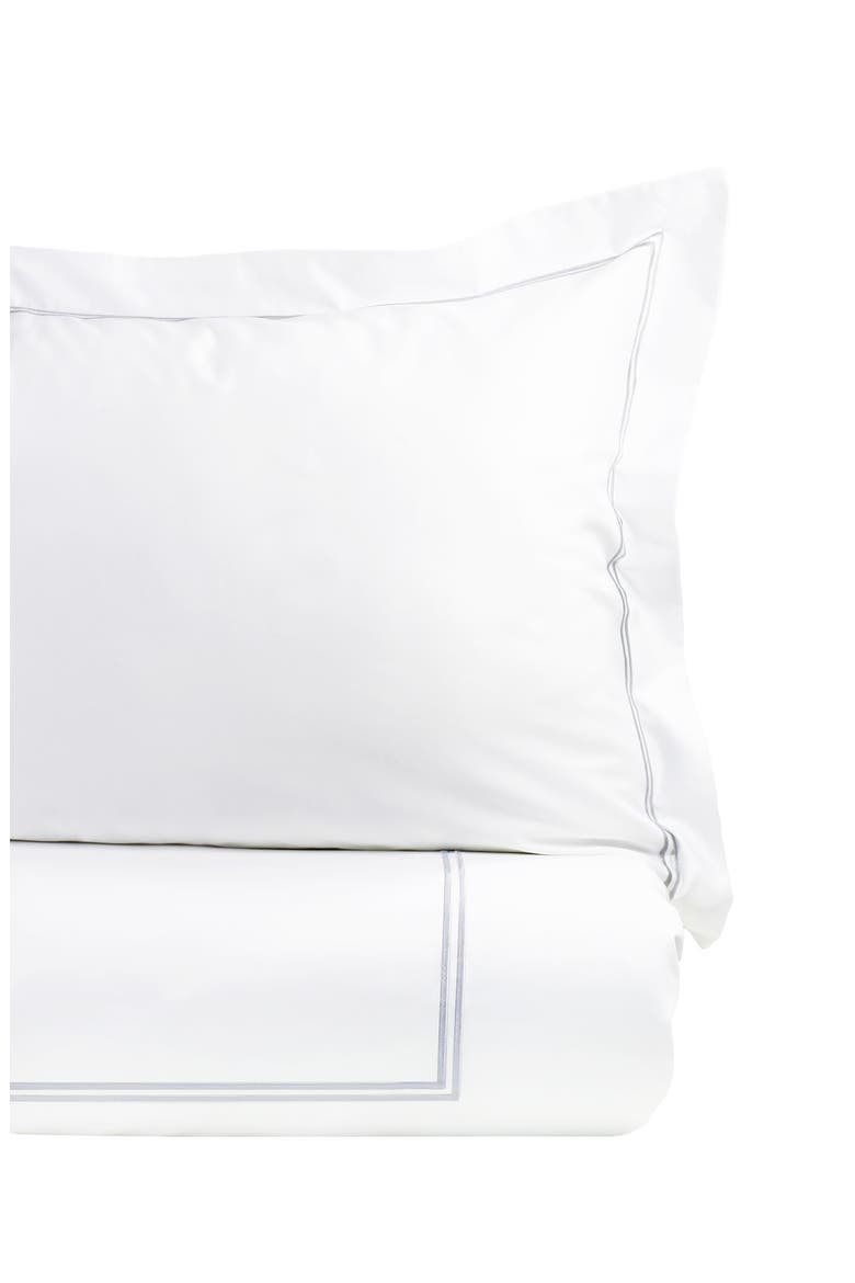 Dual Stripe Embroidered 600 Thread Count Cotton Duvet Set, Main, color, CHARCOAL GREY