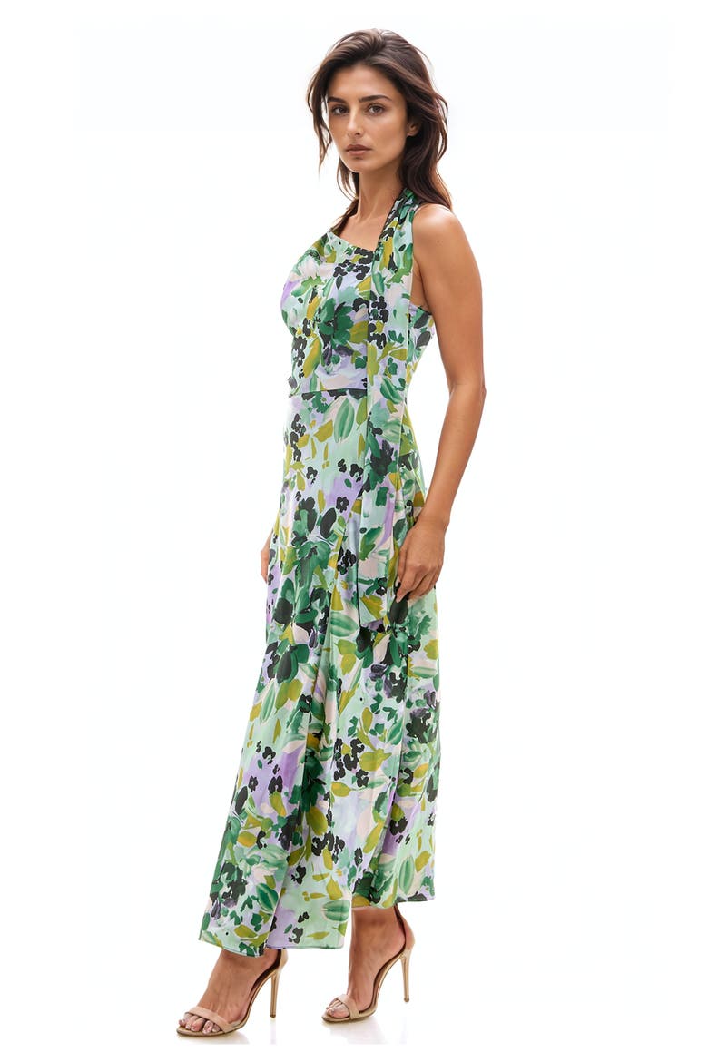 Floral Halter Neck Maxi Dress, Alternate, color, GREEN/ LILAC