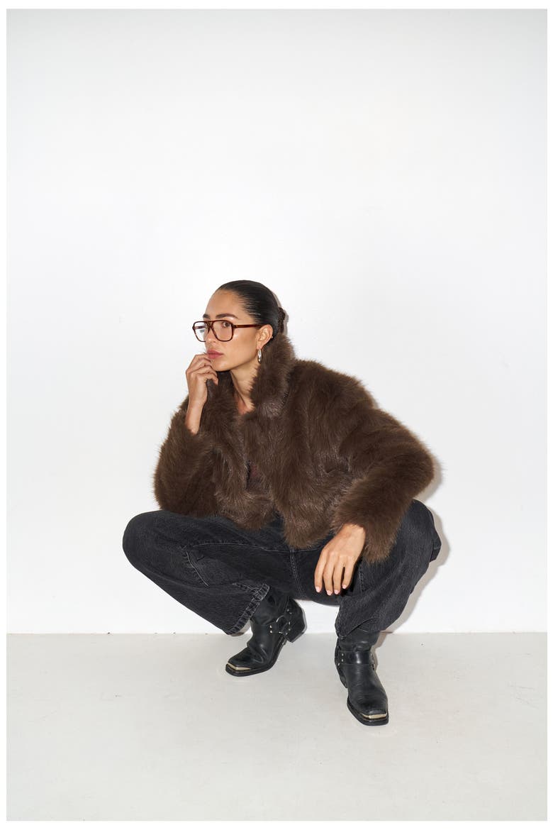 The Luxe Faux Fur Coat, Alternate, color, Brown