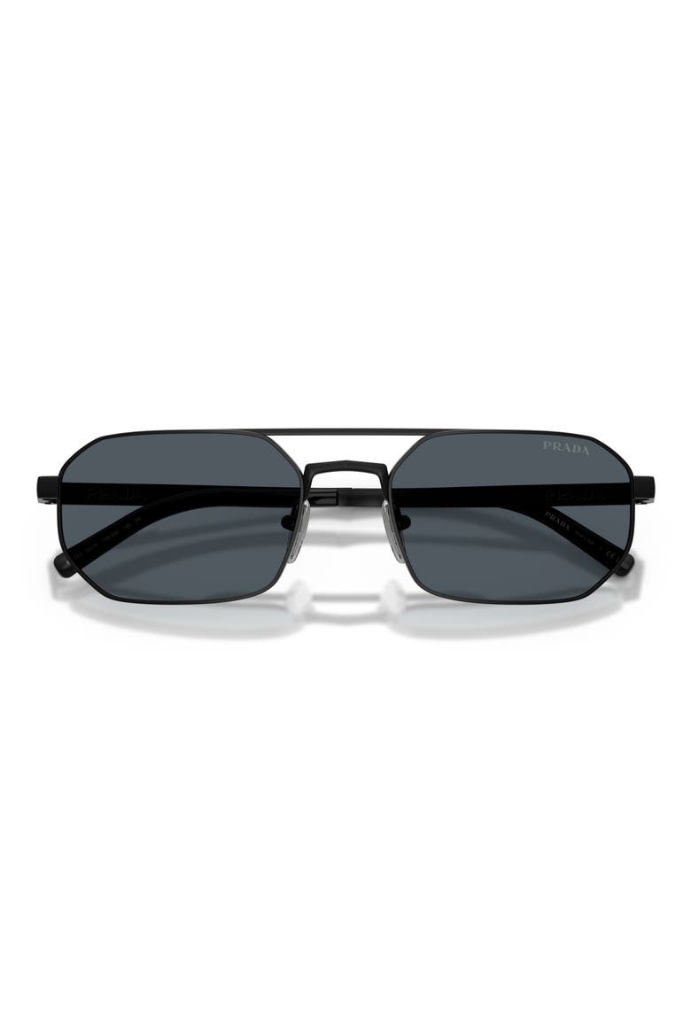55mm Irregular Sunglasses, Alternate, color, SATIN BLACK / DARK GREY