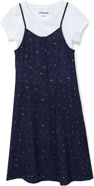 Lands' End Girls Slip Dress with Short Sleeve Tee