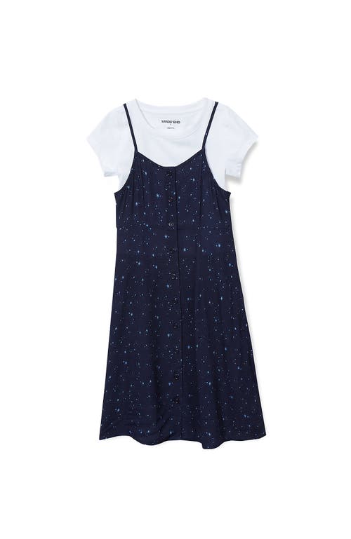 Lands' End Girls Slip Dress With Short Sleeve Tee In Blue