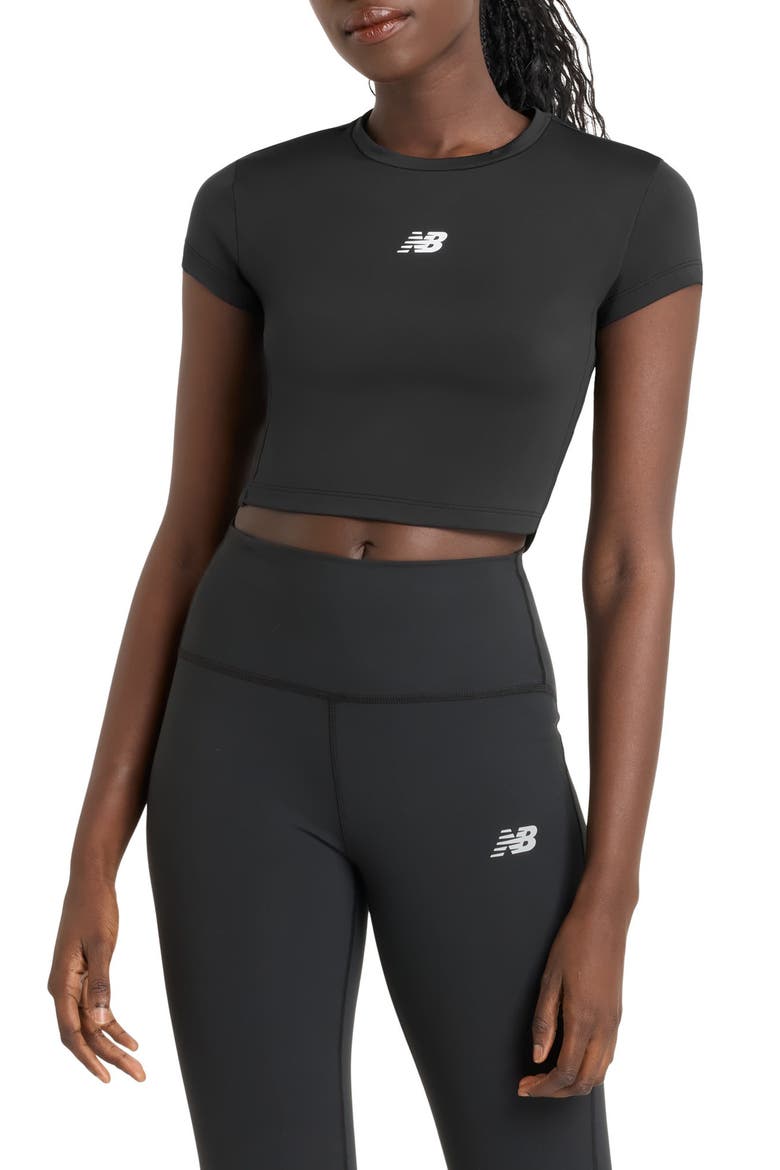 NB Harmony Fitted Crop Performance T-Shirt, Main, color, BLACK
