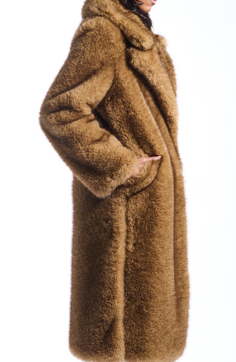 AZALEA WANG Faux Fur Coat, Alternate, color, Brown