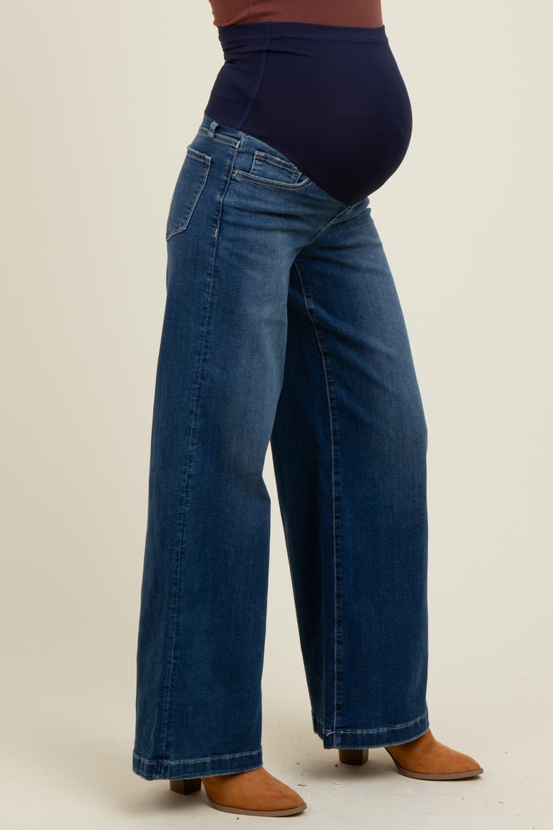 Super Wide Leg Maternity Jeans, Alternate, color, Navy Blue