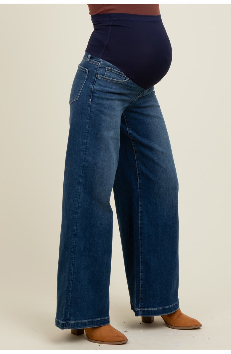 PinkBlush Super Wide Leg Maternity Jeans, Alternate, color, Navy Blue