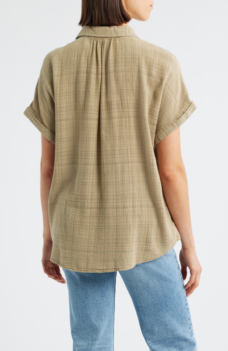 Cloth & Stone Plaid Short Sleeve Button-Up Shirt, Alternate, color, Willow Tree