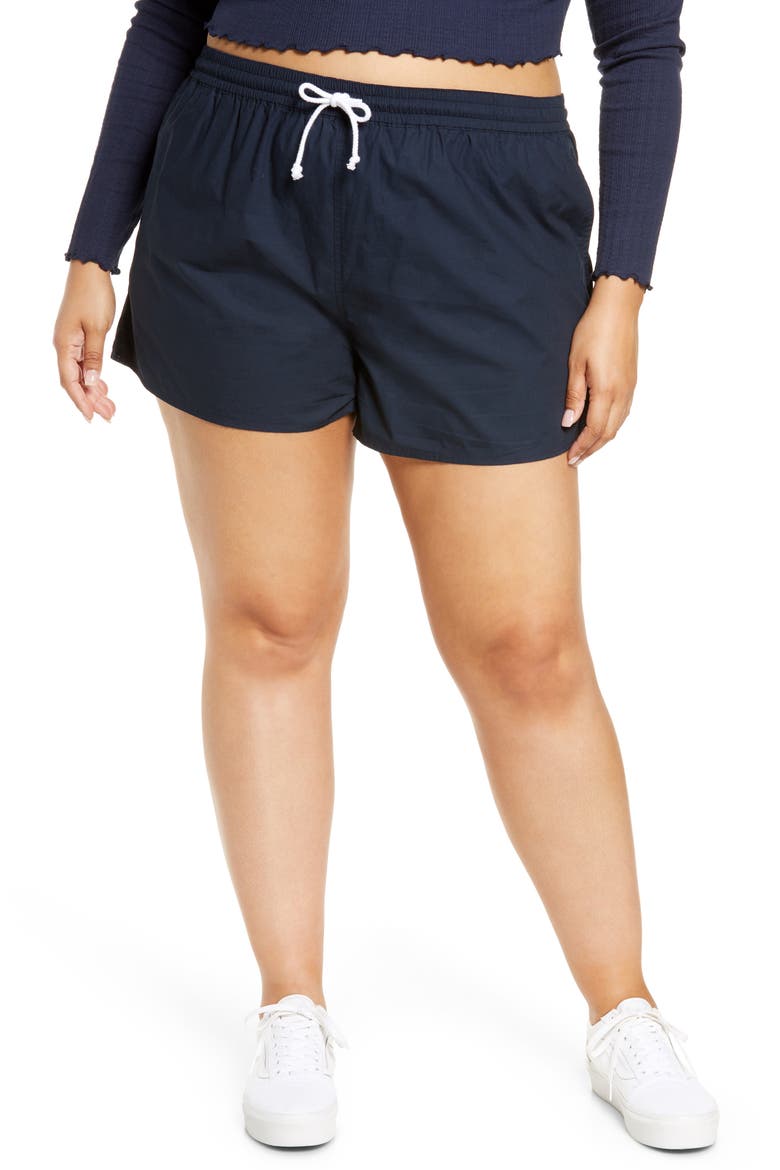 Drawstring Cotton Sport Shorts, Main, color, NAVY SALUTE