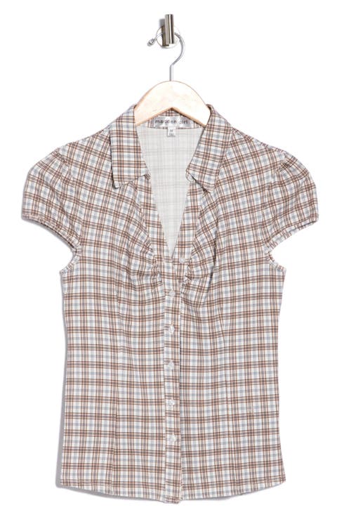 Ruched Cap Sleeve Shirt