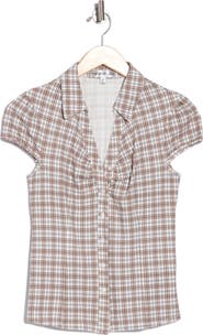 Madden Girl Ruched Cap Sleeve Shirt