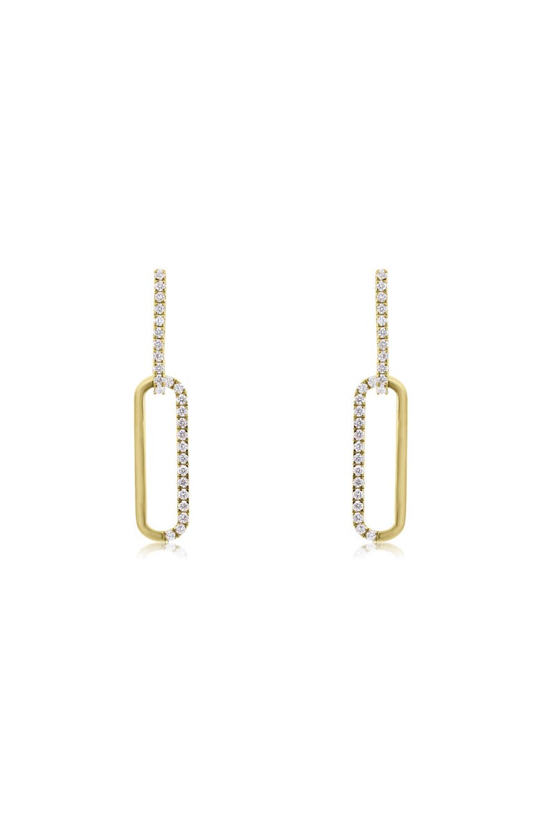 Lab Grown Diamond Paperclip Earrings, Alternate, color, Yelllow Gold