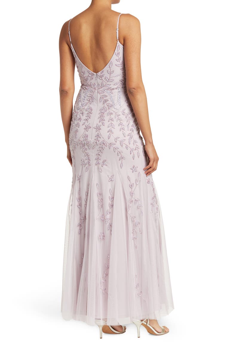 Beaded V-Neck Gown, Alternate, color, LAVENDER