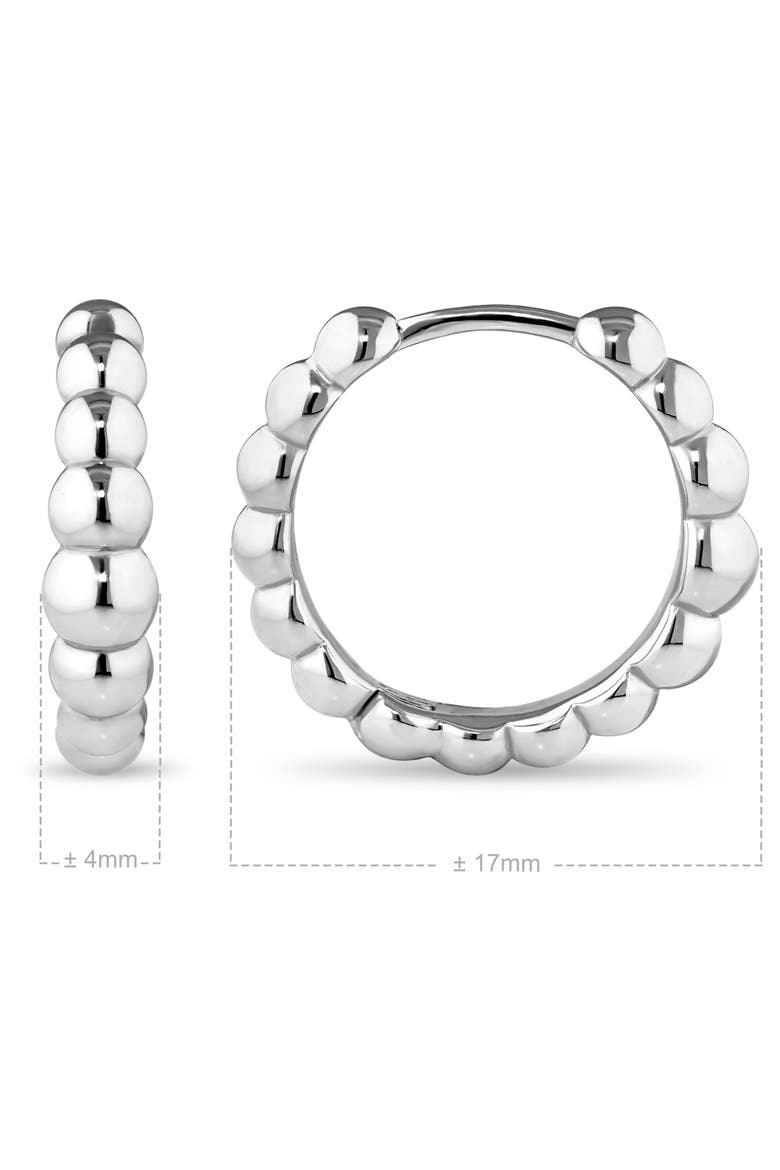Beaded Ball Hoop Earrings in Rhodium Plated Sterling Silver, Alternate, color, Silver