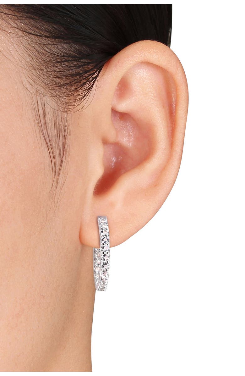 DELMAR Sterling Silver Aquamarine Inside & Outside 26mm Hoop Earrings, Alternate, color, Blue