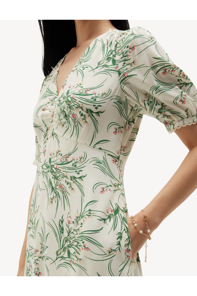 Florentina V-Neck Midi Dress, Alternate, color, Ivorymulti