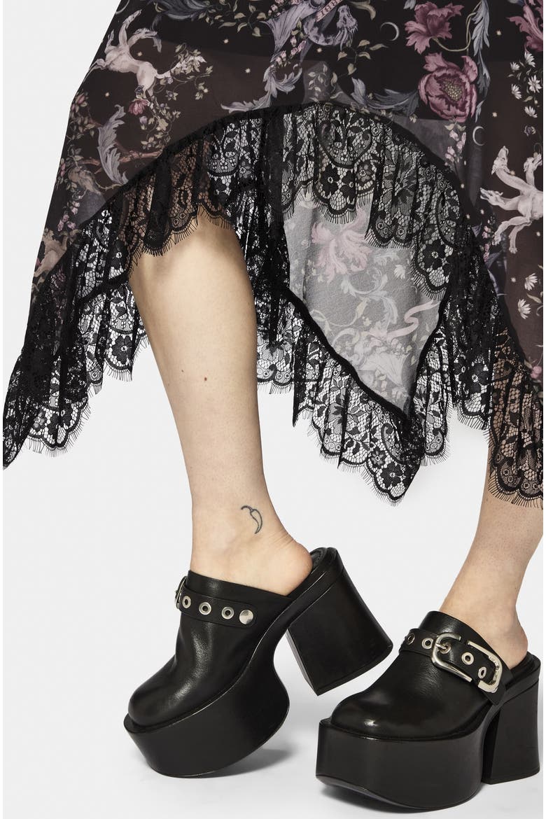 Merunicorn Enchanted Forest Midi Skirt, Alternate, color, Black