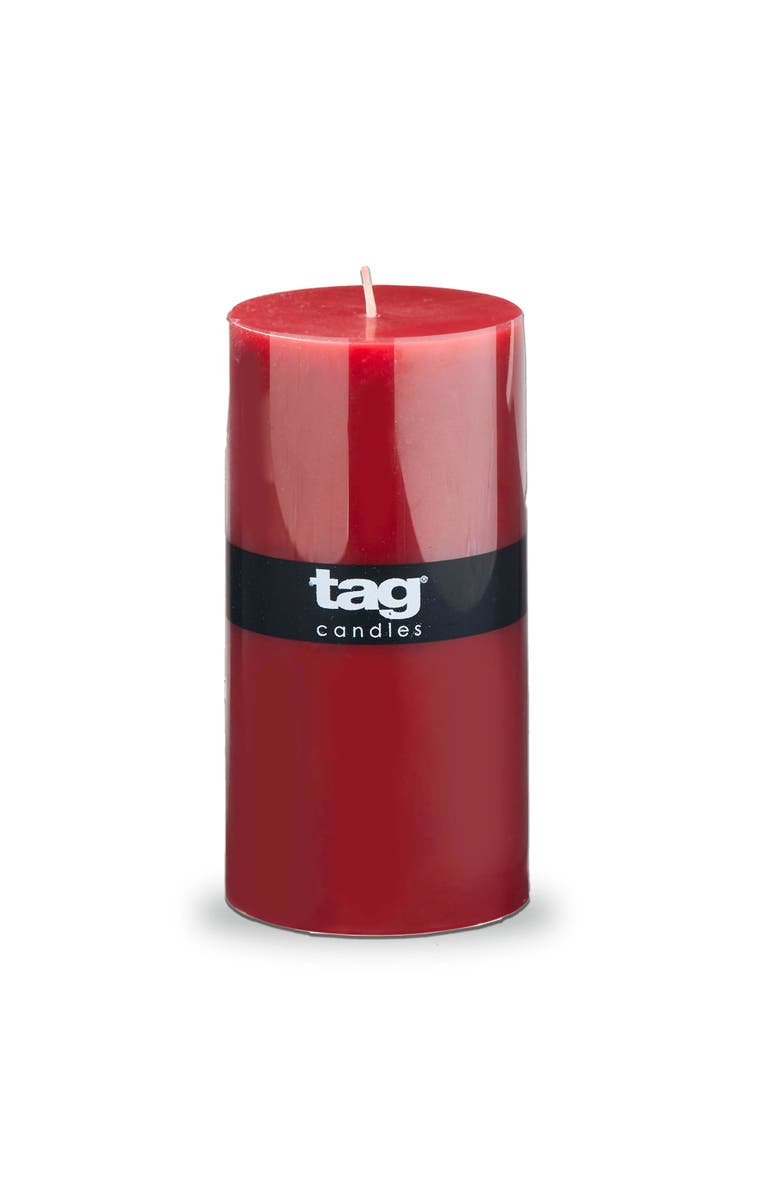 tag Color Studio Cranberry Pillar Candle Smokeless 85 Hour Burn, Main, color, Red