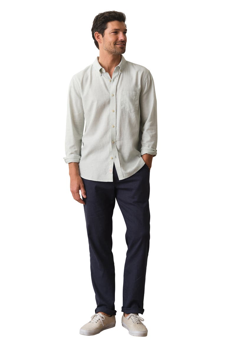 Better-than-Linen Hemp Blend Button-Up Shirt, Alternate, color, ICEBERG GREEN STRIPE