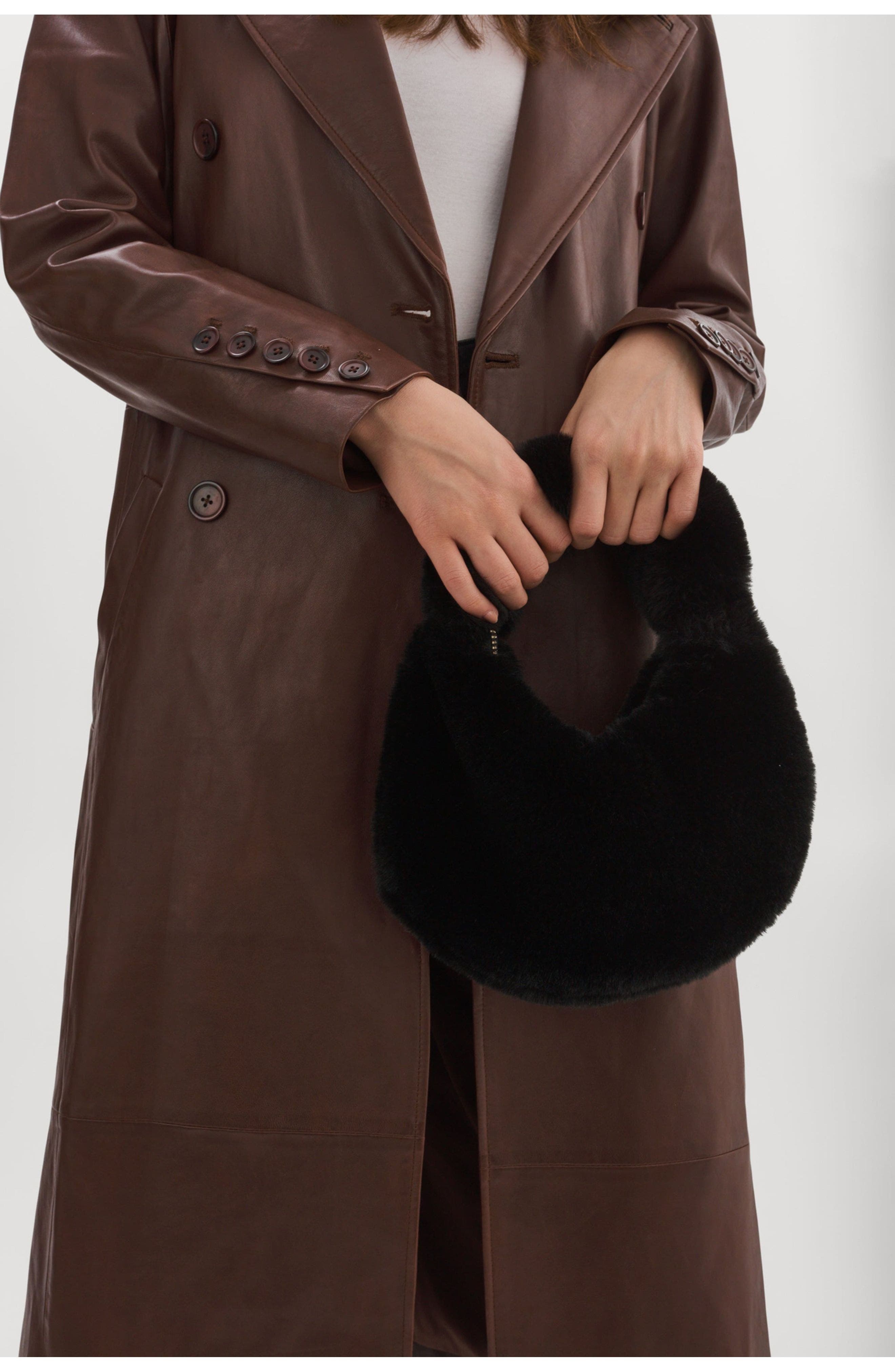 LAMARQUE Alix | Mini Faux Fur Hobo Bag, Alternate, color, Black