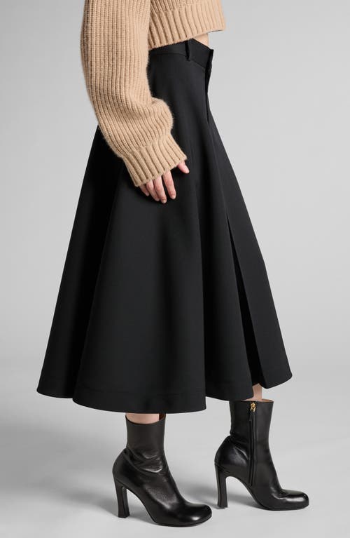 Bottega Veneta Wool Grain De Poudre A-line Skirt In Black