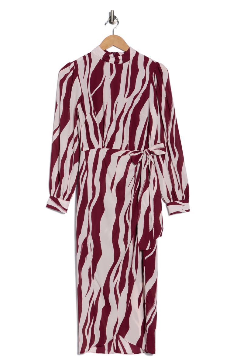 Maggy London Long Sleeve Tulip Midi Dress, Alternate, color, Cherries Jublee/ Blush