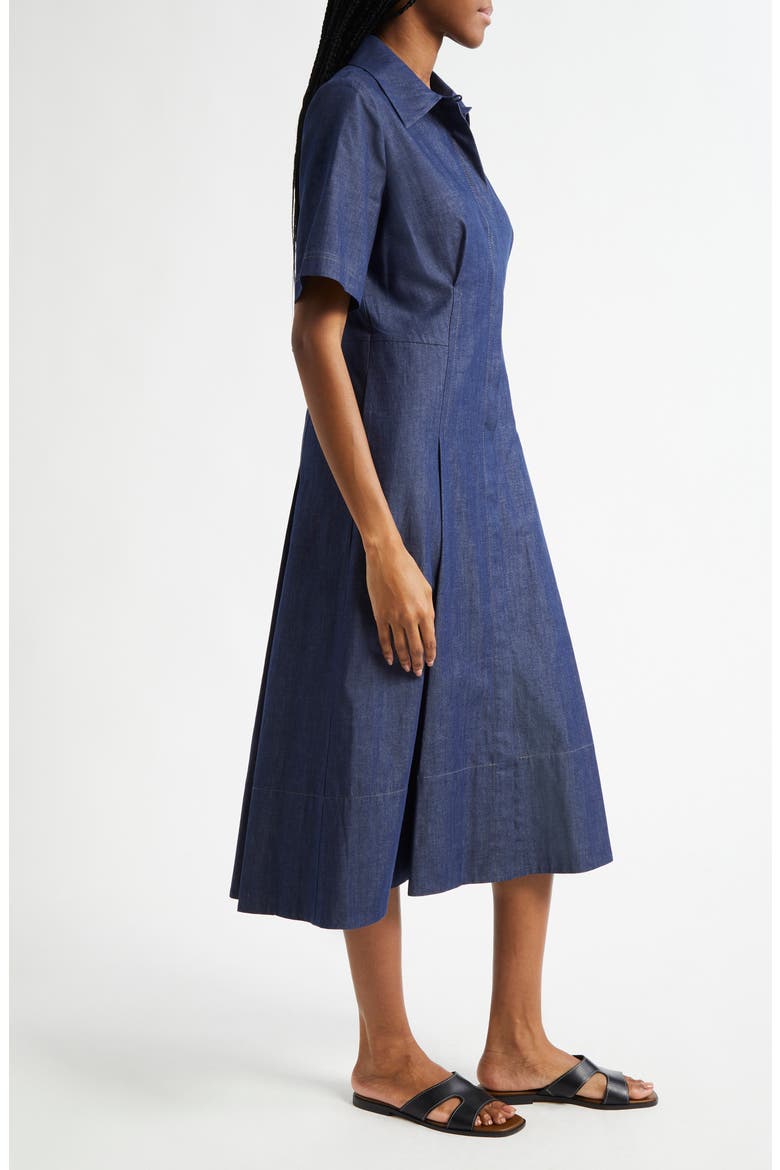 Fit & Flare Denim Shirtdress, Alternate, color, DEEP INDIGO