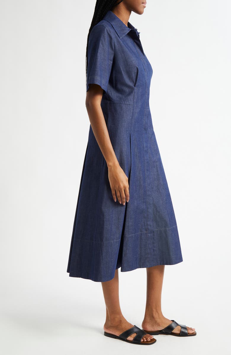 Vince Fit & Flare Denim Shirtdress, Alternate, color, Deep Indigo