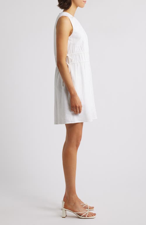 Charles Henry Drawstring Waist Linen Blend Minidress