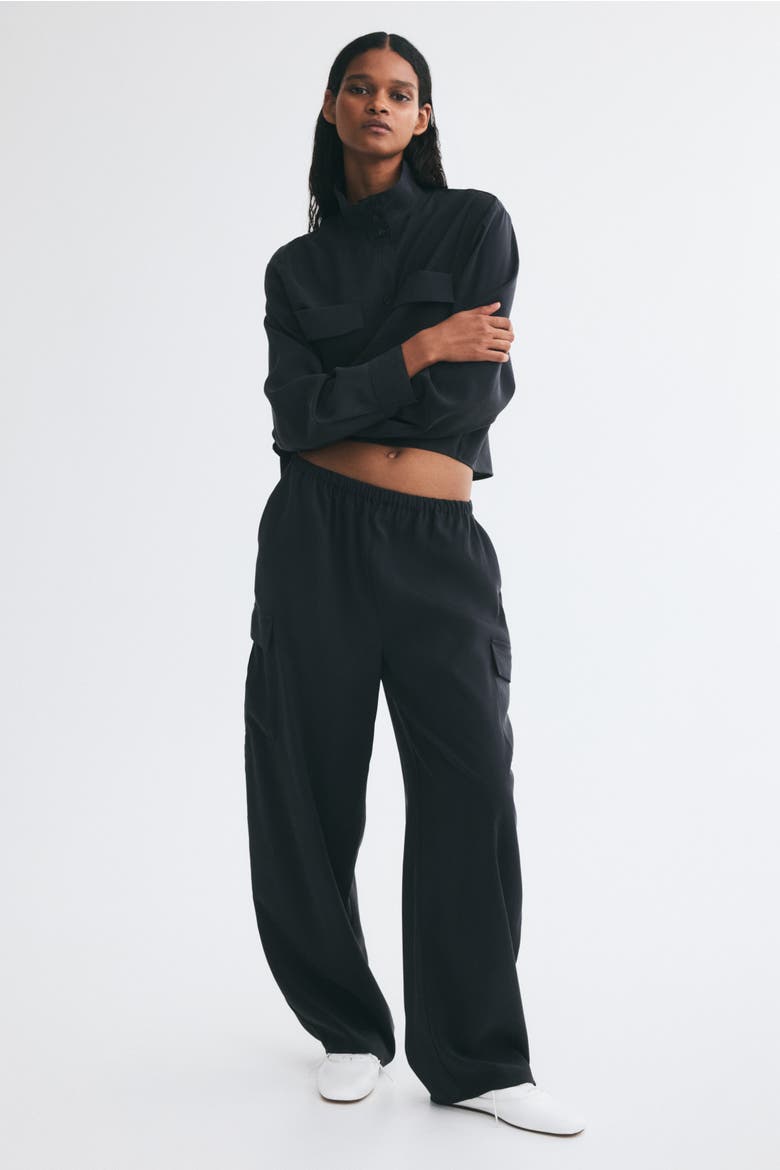 Stand-up Collar Viscose-blend Shirt, Alternate, color, Dark gray