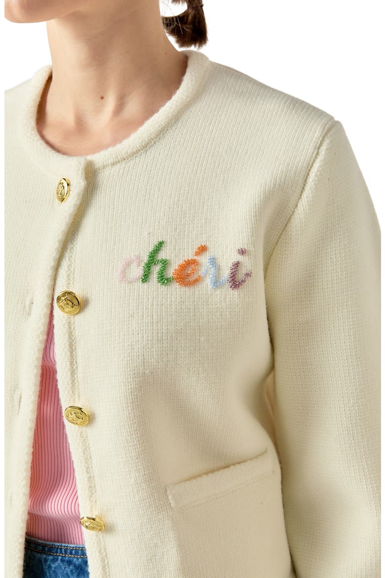 Cheri Beaded Cardigan, Alternate, color, IVORY