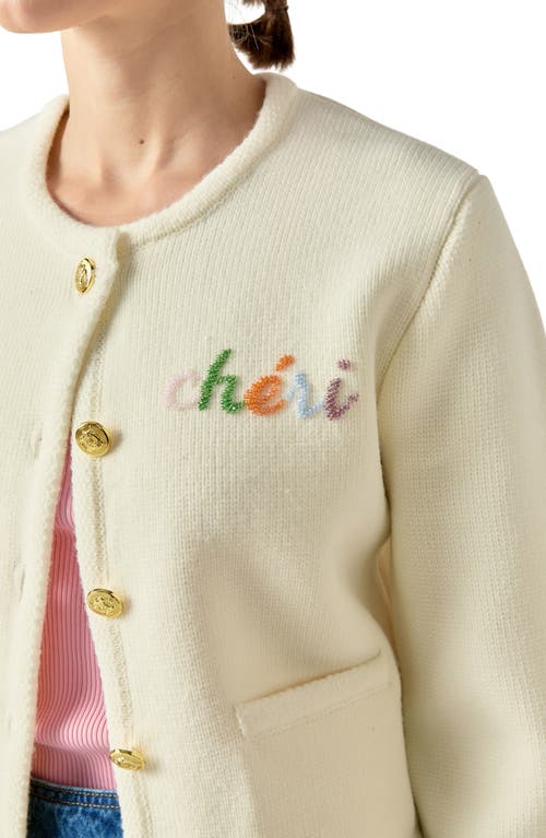 Endless Rose Cheri Beaded Cardigan In Ivory