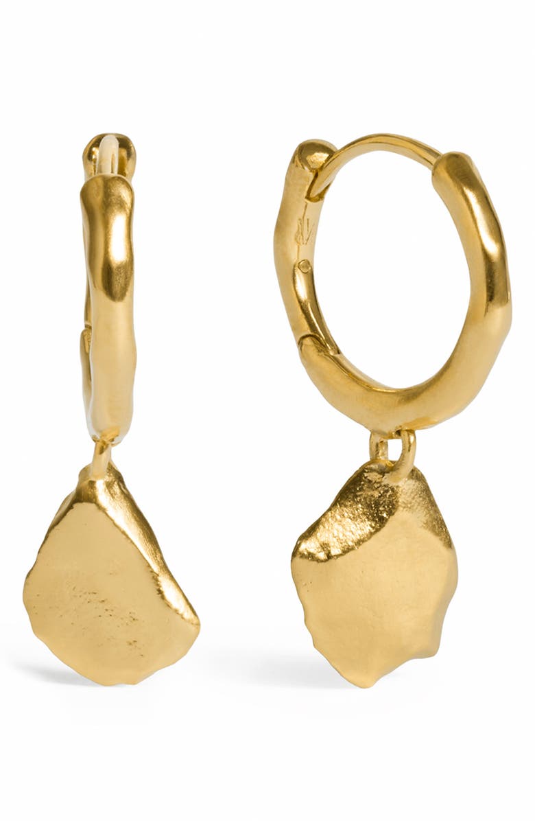Monica Vinader Fragments Asymmetric Drop Hoop Earrings, Main, color, 18K Gold Vermeil