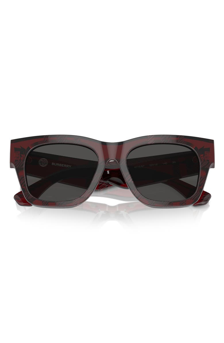 Burberry Elevated Check 52mm Square Sunglasses, Main, color, Red