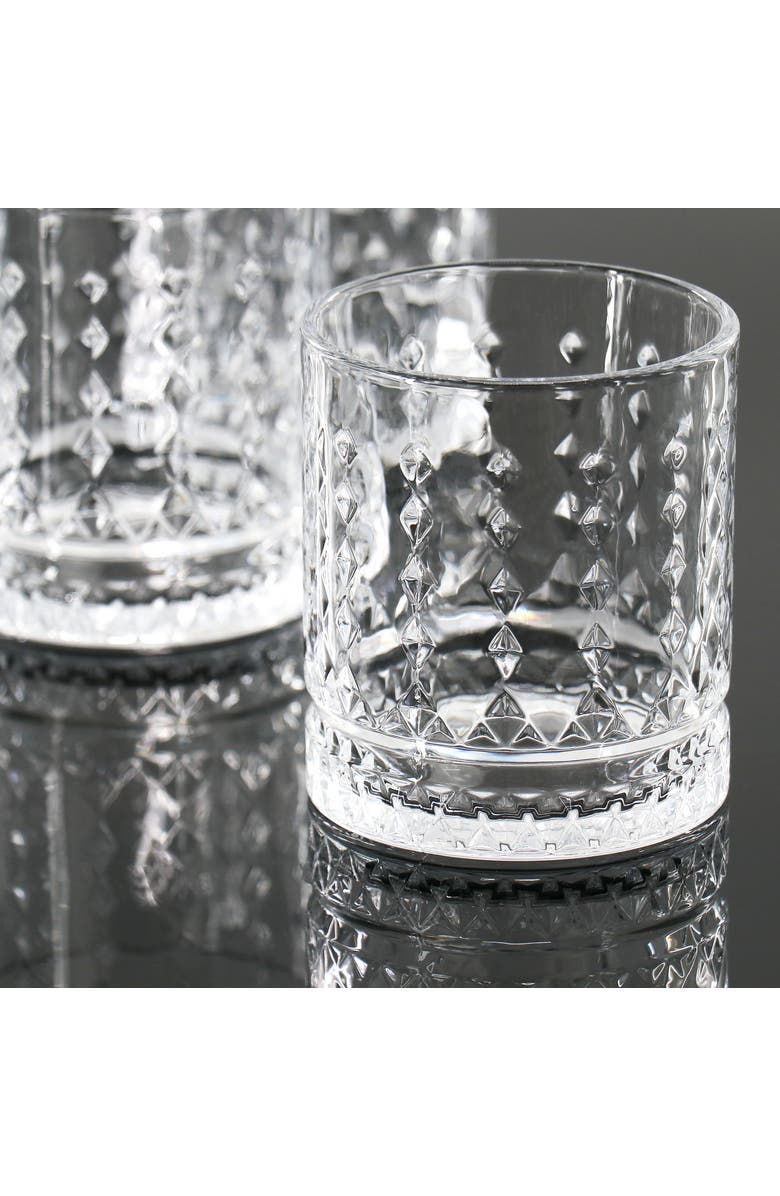 Gibson Home 4 Piece 13 Ounce Teardrop Embossed Double Old-Fashioned Glass Set, Alternate, color, Clear