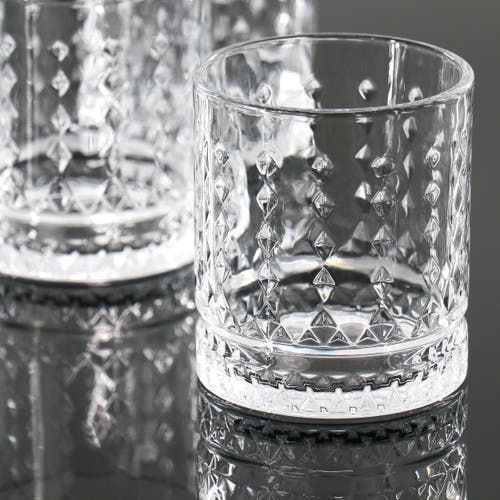 Gibson Home 4 Piece 13 Ounce Teardrop Embossed Double Old-fashioned Glass Set In Transparent