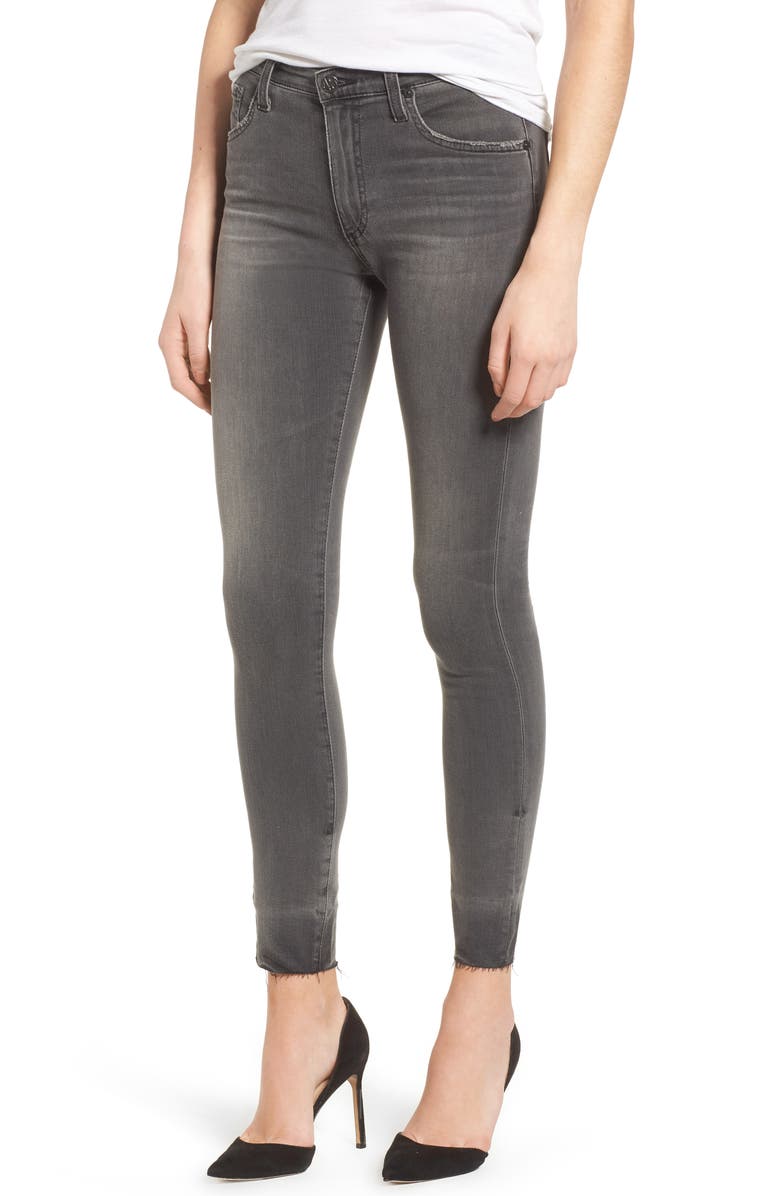 AG The Farrah High Waist Raw Hem Skinny Jeans, Main, color, 