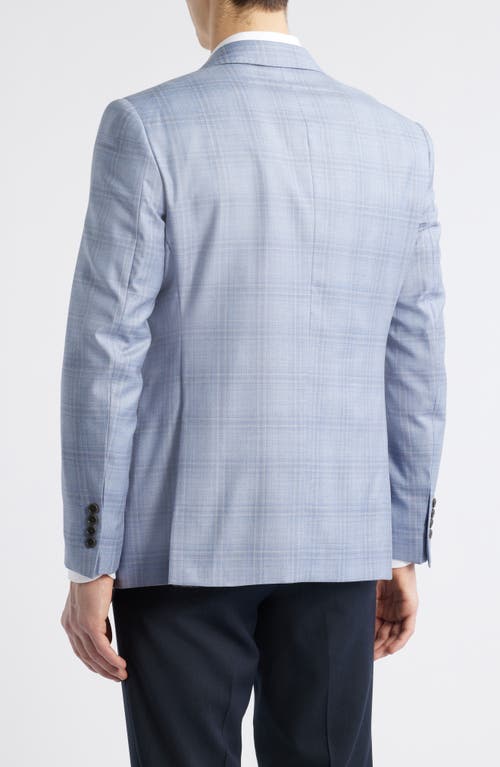 Emporio Armani Pale Blue Plaid Wool Sport Coat In Light Blue