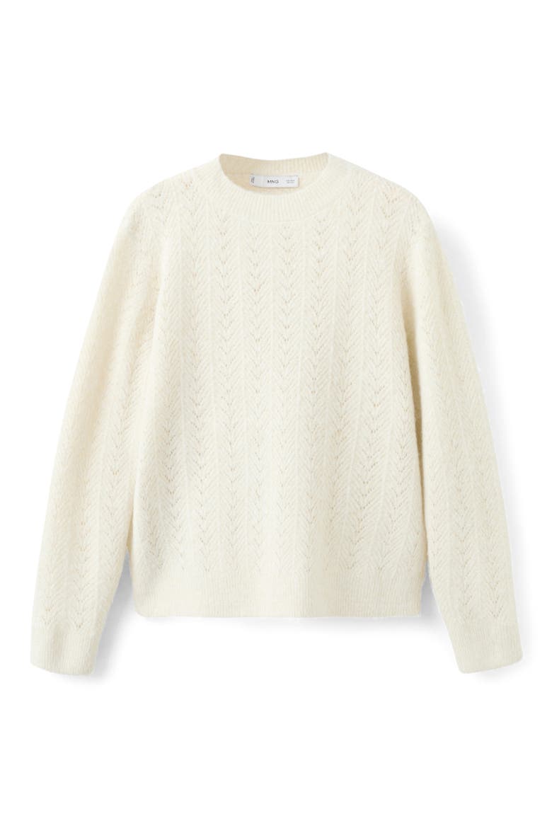 Metallic Pointelle Cable Knit Sweater, Alternate, color, ECRU