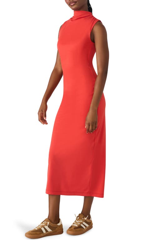 Steve Madden Mo Funnel Neck Matte Jersey Dress In Red