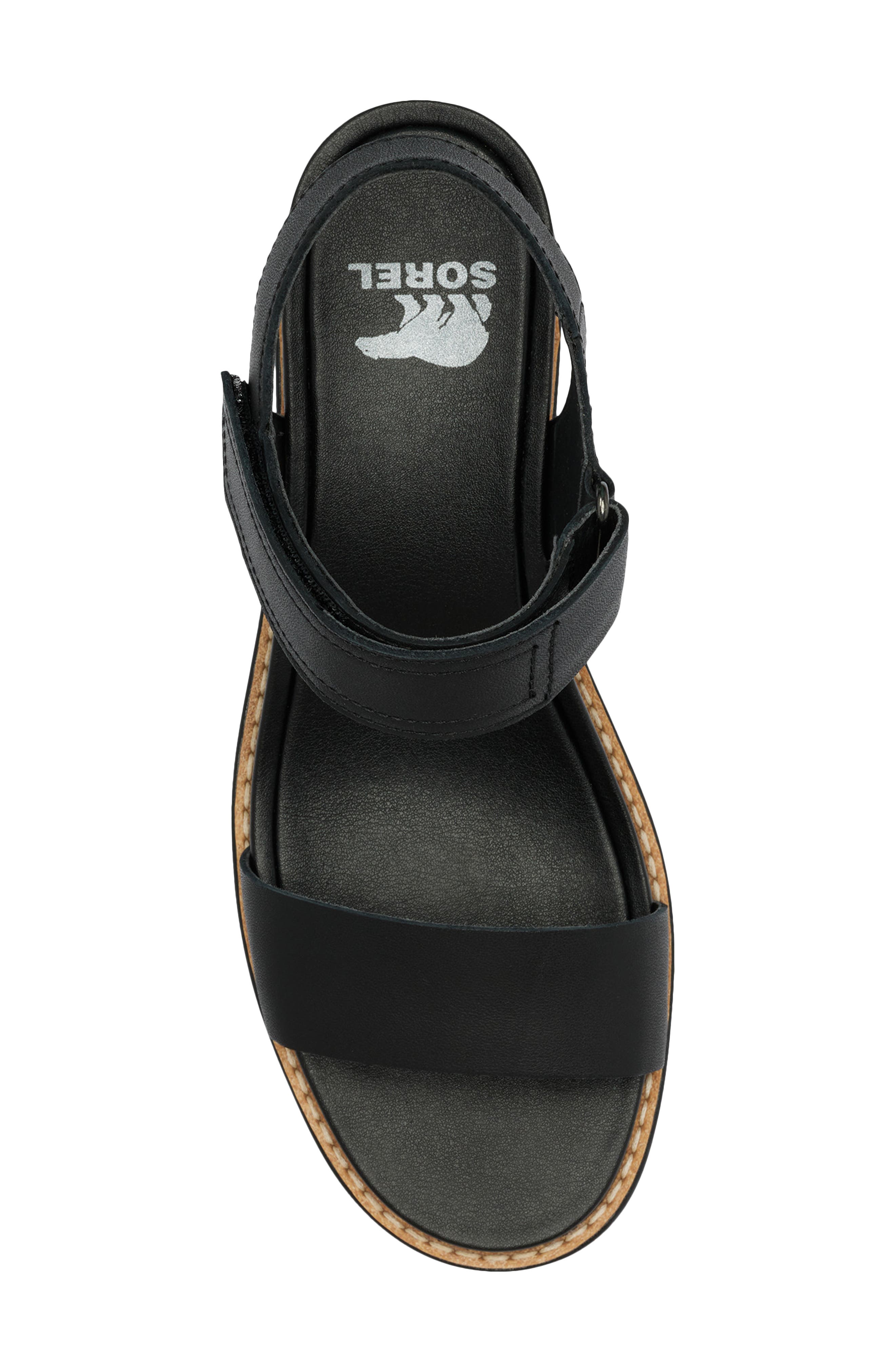 SOREL Joanie IV Y Strap Wedge Sandal, Alternate, color, Black/ Sea Salt