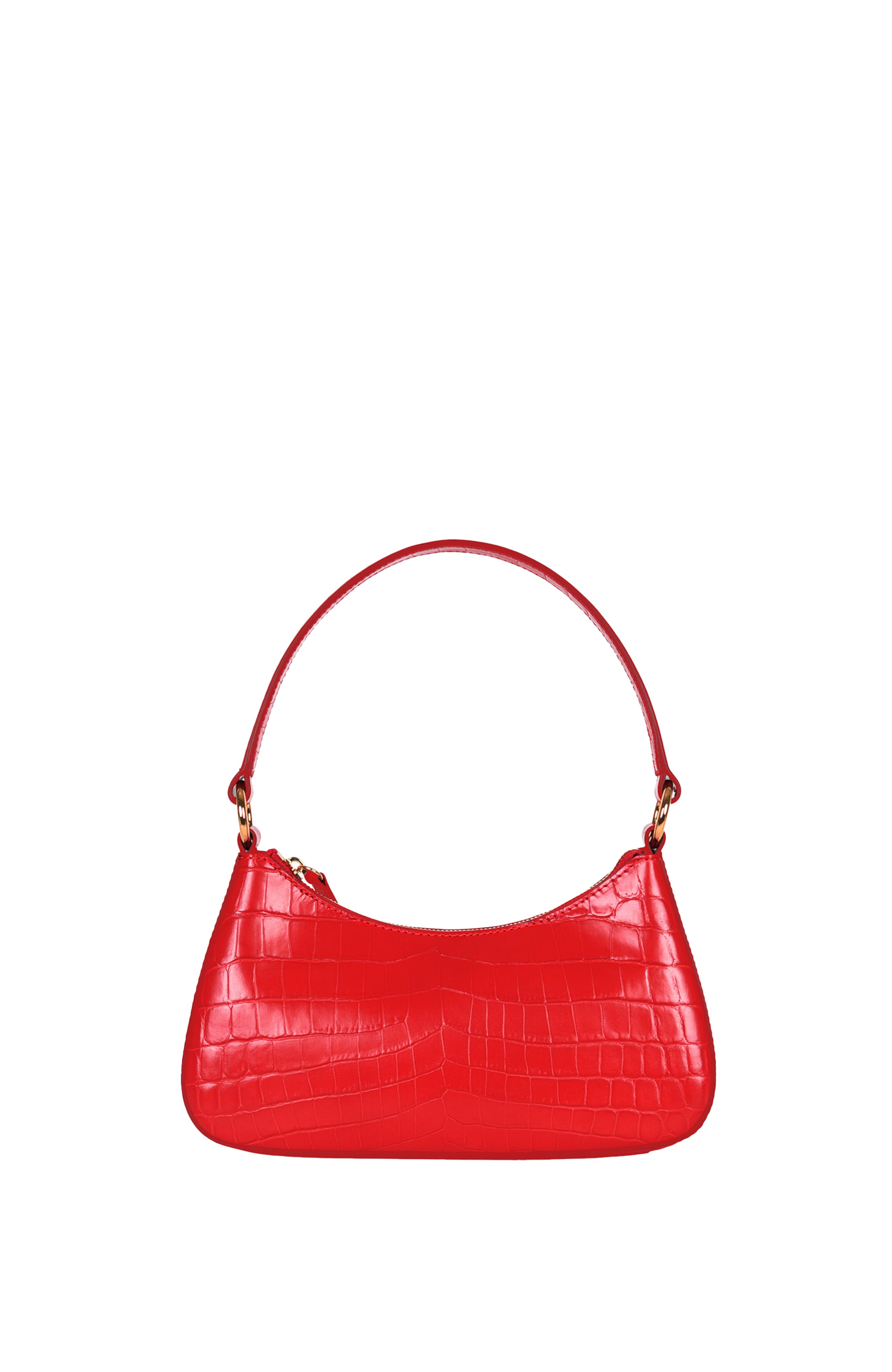 Upcycled Leather Mini Shoulder Bag, Main, color, Bright Red Croco