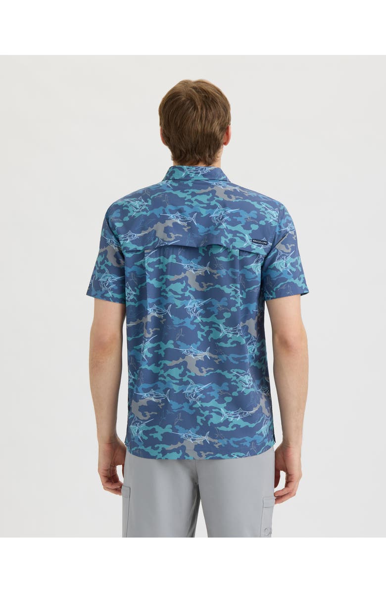 Salt Life Frigate Stealth Performance Woven Shirt, Alternate, color, Vintage Indigo