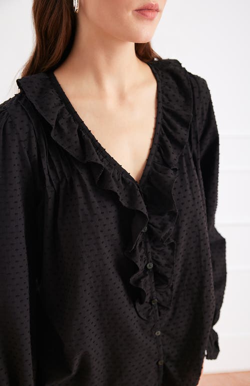 Paneros Clothing Long Sleeve Chloe Swiss Dot Ruffle Shirt
